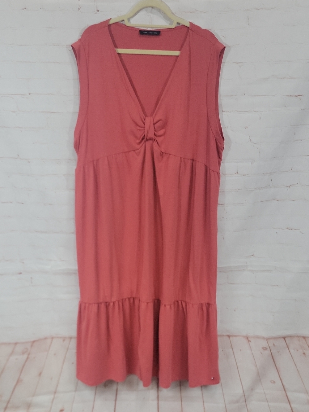 Tommy Hilfiger Coral Midi Dress with Front Knot